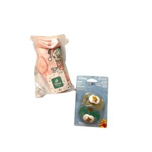 NWT! Vintage Disney Baby Winter Minnie Mouse Socks + Winnie The Pooh Pacifiers